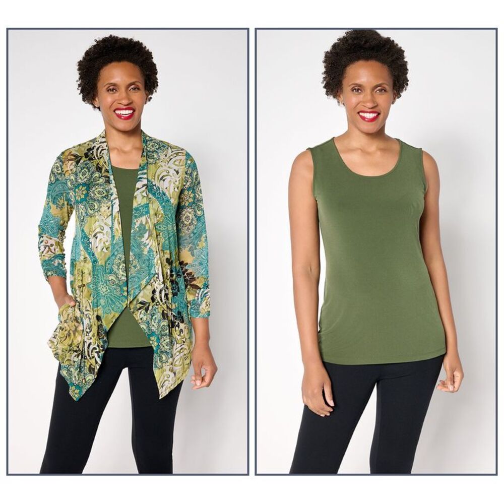 Liberare Women's Top Plus Sz Sweater 2X Printed Mesh Multi-colored